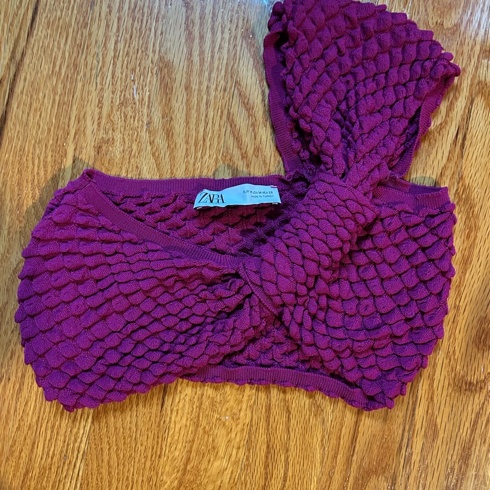 Zara Plum Textured Knit Top